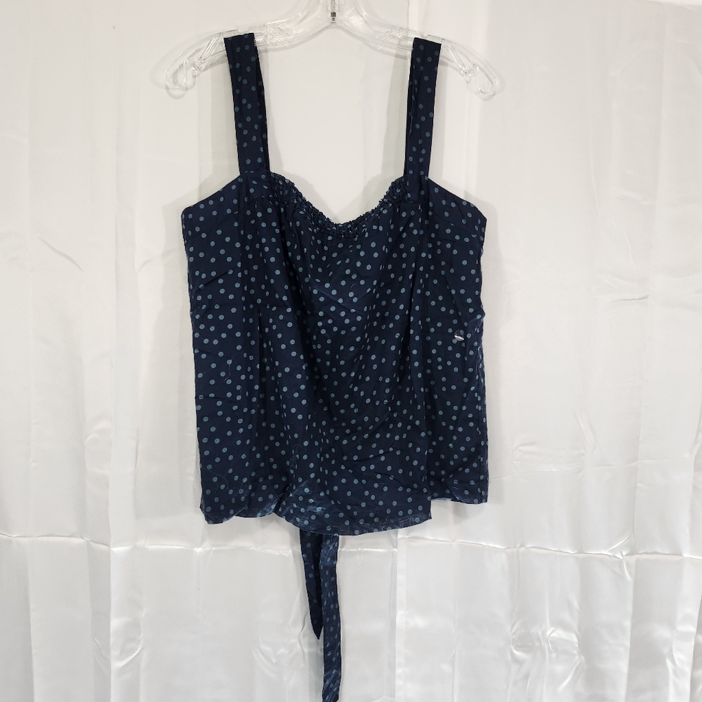 American Eagle Size 12 Navy Blue Polka Dot Women's Top